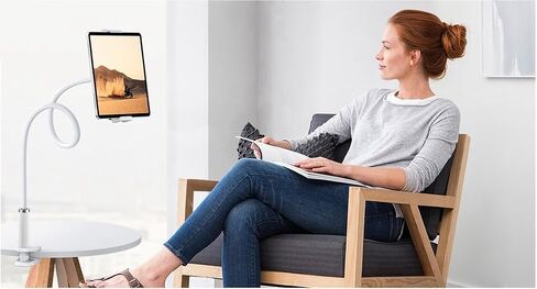حامل تابلت Gooseneck - حامل تابلت مرن، حامل تابلت، حامل هاتف خلوي، حامل هاتف خلوي، ذراع مرن قابل للتعديل في السرير لـ/الهاتف المحمول/المحول/إلخ، الطول الإجمالي 98 سم (أسود) in Kuwait