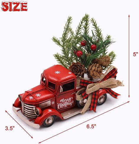 Tuitessine عيد الميلاد شاحنة حمراء ديكور مزرعة زينة عيد الميلاد خمر شاحنة بيك اب حمراء لعيد الميلاد عطلة المنزل المطبخ الجدول المركزية الزينة in Kuwait