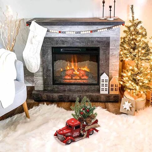 Tuitessine عيد الميلاد شاحنة حمراء ديكور مزرعة زينة عيد الميلاد خمر شاحنة بيك اب حمراء لعيد الميلاد عطلة المنزل المطبخ الجدول المركزية الزينة in Kuwait