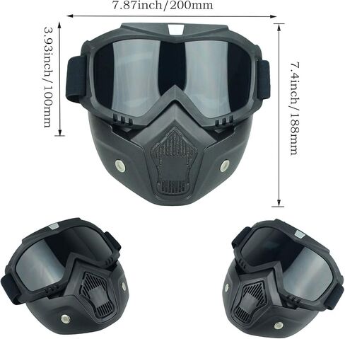 Motorcycle Helmet Goggles with Removable Face Mask, ATV Dirt Bike Motocross Eyewear Riding Offroad Goggles in Kuwait
