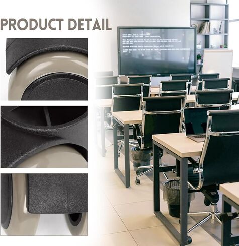 6 عبوات من عجلات كراسي المكتب عجلات مطاطية عجلات عالمية صامتة للأرضيات الصلبة والسجاد، عجلات شديدة التحمل تدعم ما يصل إلى 1000 رطل in Kuwait