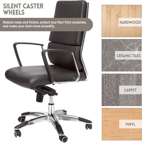 6 عبوات من عجلات كراسي المكتب عجلات مطاطية عجلات عالمية صامتة للأرضيات الصلبة والسجاد، عجلات شديدة التحمل تدعم ما يصل إلى 1000 رطل in Kuwait