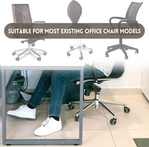 6 عبوات من عجلات كراسي المكتب عجلات مطاطية عجلات عالمية صامتة للأرضيات الصلبة والسجاد، عجلات شديدة التحمل تدعم ما يصل إلى 1000 رطل in Kuwait