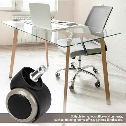 6 عبوات من عجلات كراسي المكتب عجلات مطاطية عجلات عالمية صامتة للأرضيات الصلبة والسجاد، عجلات شديدة التحمل تدعم ما يصل إلى 1000 رطل in Kuwait