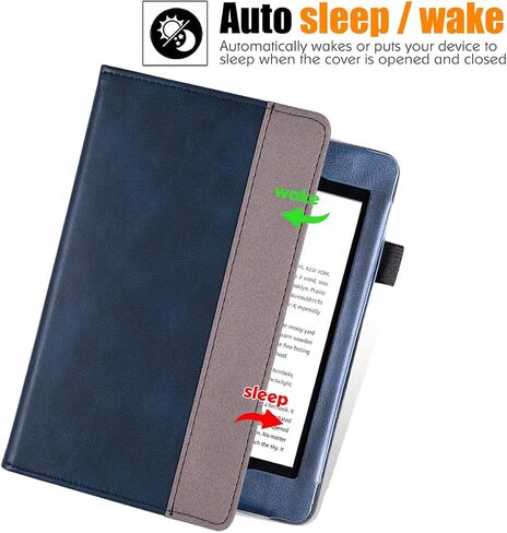 BOZHUORUI Stand Case for Kindle Paperwhite 5th/6th/7th Generation (2012-2017 Release,Model EY21 & DP75SDI) - PU Leather Protective Sleeve Cover with Hand Strap and Auto Sleep/Wake (Rock Black) in Kuwait