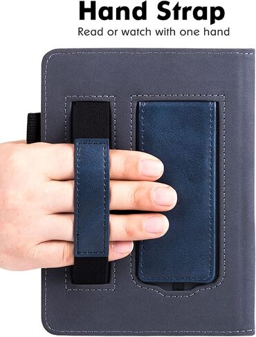 BOZHUORUI Stand Case for Kindle Paperwhite 5th/6th/7th Generation (2012-2017 Release,Model EY21 & DP75SDI) - PU Leather Protective Sleeve Cover with Hand Strap and Auto Sleep/Wake (Rock Black) in Kuwait