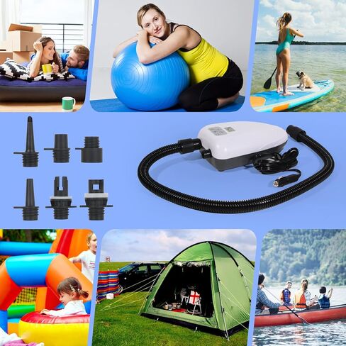 مضخة لوح مجداف، مضخة كهربائية SUP، ضاغط هواء محمول 20PSI-22PSI مع إيقاف تلقائي، وظيفة الانكماش، منفاخ ومفرغ للنفخ والقوارب والزوارق in Kuwait
