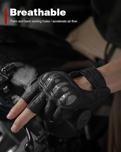 Leather Motorcycle Gloves Touchscreen - Motorcycle Riding Gloves for Men and Women Goatskin Full-Finger Motorbike Gloves with Soft Knuckle Protector for Powersport Activities in Saudi Arabia