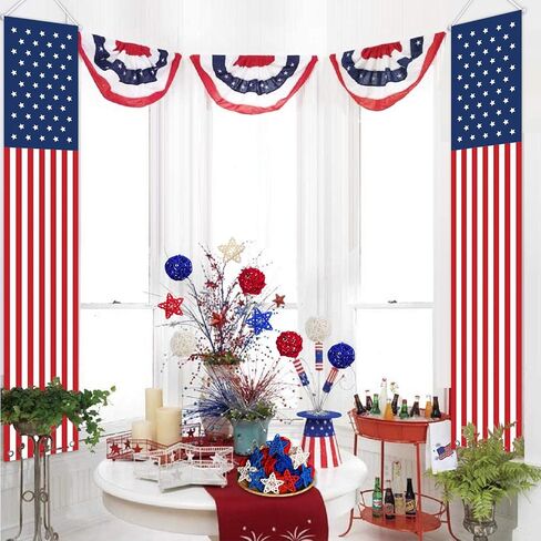 STMK 36 Pcs 4th of July Rattan Balls Decorations, 2 Inch Star Shaped Wicker Balls & Red White and Blue Wicker Balls for 4th of July DIY Vase Bowl Filler Ornament Table Decorations in Saudi Arabia