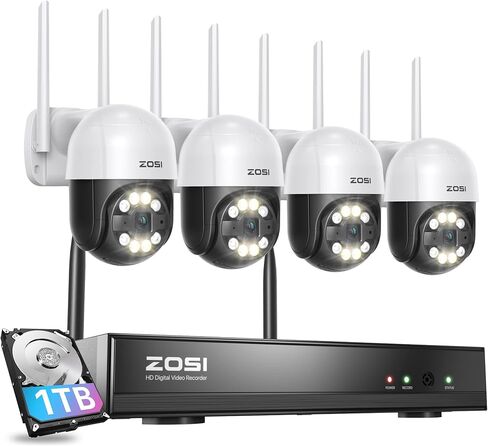 نظام كاميرا أمان ZOSI 24CH 4K PoE مع اكتشاف الوجه/الشخص/المركبة، 16 منفذ 24CH 8MP NVR مع محرك أقراص ثابتة سعة 4 تيرابايت، صوت ثنائي الاتجاه، رؤية ليلية، 16x 4K كاميرات IP قبة خارجية، نسخ احتياطي للقرص المزدوج للتسجيل على مدار الساعة طوال أيام الأسبوع in Kuwait