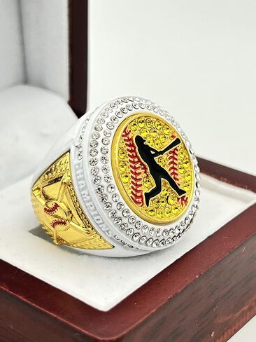 خواتم رياضية مخفضة، Softball Batter CHAMPION RING - جائزة اللاعب، ألوان متنوعة وأحجار كريمة (وردي) in Kuwait
