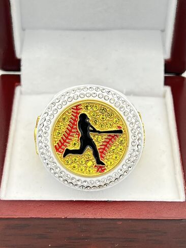 خواتم رياضية مخفضة، Softball Batter CHAMPION RING - جائزة اللاعب، ألوان متنوعة وأحجار كريمة (وردي) in Kuwait