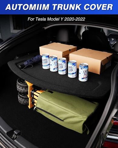 Cargo Cover Board Compatible with Tesla Model Y 2020 2021 2022 Trunk Cover Retractable Security Shield Shade Foldable (Not Fit 2023 Model Y with Factory Cargo Cover Board) in Saudi Arabia
