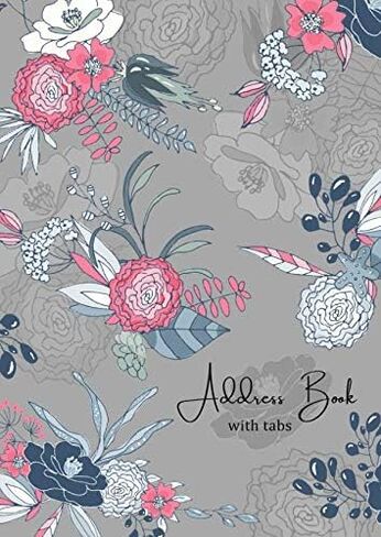 Address Book with Tabs: A4 Large Contact Notebook Organizer with Alphabetical Index | Cute Flower Shadow Design Gray in Saudi Arabia