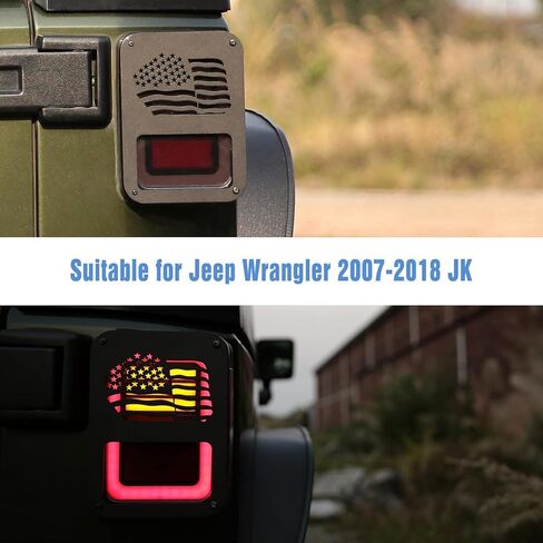 أغطية إضاءة خلفية JK، واقيات حماية الضوء الخلفي بعلم الولايات المتحدة لسيارة جيب رانجلر JK JKU غير المحدودة روبيكون صحارى 2/4 أبواب - زوج in Kuwait