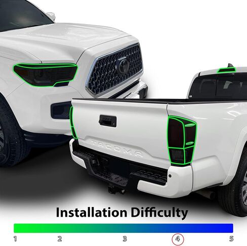 تصميمات BOGAR TECH - مجموعة ألوان كاملة للمصابيح الأمامية والخلفية الكاملة مع أدوات متوافقة مع Toyota Tacoma 2016-2021، داكنة in Kuwait