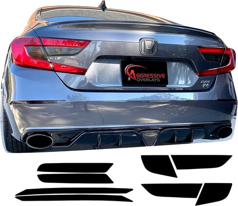 Tinted Overlays FITS: 2018-2021 Honda Accord Tail Light Tint | Rear Bumper Reflector & Fog Overlay Covers Compatible with 18' - 21' Accord Sedan (Dark Smoked) in Saudi Arabia