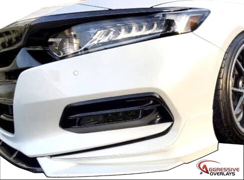 Tinted Overlays FITS: 2018-2021 Honda Accord Tail Light Tint | Rear Bumper Reflector & Fog Overlay Covers Compatible with 18' - 21' Accord Sedan (Dark Smoked) in Saudi Arabia