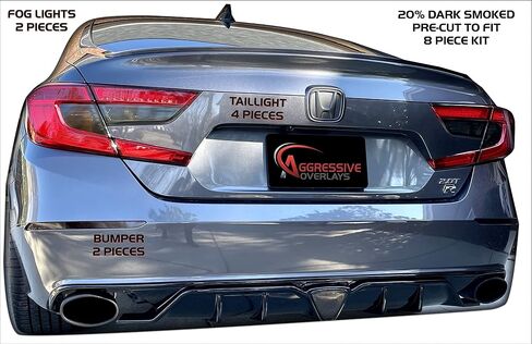 Tinted Overlays FITS: 2018-2021 Honda Accord Tail Light Tint | Rear Bumper Reflector & Fog Overlay Covers Compatible with 18' - 21' Accord Sedan (Dark Smoked) in Saudi Arabia