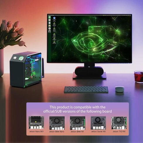 حافظة Yahboom لـ Jetson Nano Orin Nano Orin NX Xavier NX TX2-NX حافظة معدنية صغيرة لتبديد الحرارة مع هوائي مروحة تبريد وشاشة OLED بإضاءة RGB in Saudi Arabia