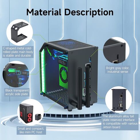 حافظة Yahboom لـ Jetson Nano Orin Nano Orin NX Xavier NX TX2-NX حافظة معدنية صغيرة لتبديد الحرارة مع هوائي مروحة تبريد وشاشة OLED بإضاءة RGB in Saudi Arabia