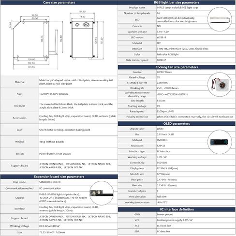 حافظة Yahboom لـ Jetson Nano Orin Nano Orin NX Xavier NX TX2-NX حافظة معدنية صغيرة لتبديد الحرارة مع هوائي مروحة تبريد وشاشة OLED بإضاءة RGB in Saudi Arabia
