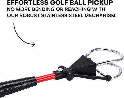 Effekt Manufaktur Premium Telescope Golf Ball Retriever 23''L - أسود وأحمر - أداة التقاط ألومنيوم متعددة الأغراض مع قبضة مريحة - متعددة الاستخدامات للجولف وقرص الجولف، وقفاز الجولف in Kuwait