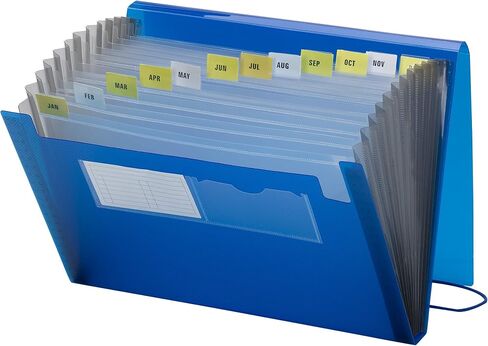 Smead Poly Expanding File, 12 Pockets, Flap and Cord Closure, Letter Size, Blue (70876) in Saudi Arabia