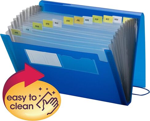Smead Poly Expanding File, 12 Pockets, Flap and Cord Closure, Letter Size, Blue (70876) in Saudi Arabia