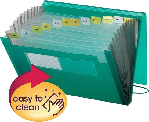 Smead Poly Expanding File, 12 Pockets, Flap and Cord Closure, Letter Size, Blue (70876) in Saudi Arabia
