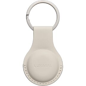 Compatible with Apple AirTag Holder Keychain, Protective Soft Leather Case with Magnetic Lock for Key Ring Pets (Khaki)