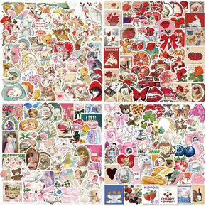 200PCS Vintage Y2K Aesthetic Stickers Scrapbook Stickers for Journaling Coquette Sticker Pack Retro Themed Stickers Cute Aesthetic Stickers for Adults