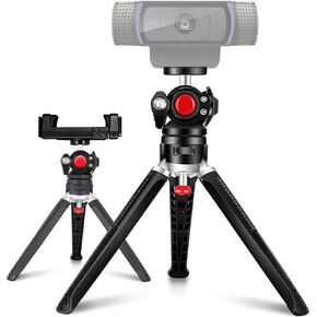 Webcam Tripod Stand with 360° Ball Head, Desktop Tripod for Logitech Webcam C925e C922x C922 C930e C930 C920 C615 NexiGo N60 emeet c960, Small Camera Desk Tripod Mount, Cell Phone Holder Table Stand