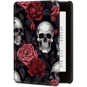 Case for 6" All-New Kindle (11th Generation-2024/2022 Release) PU Leather Cover with Auto Sleep Wake for Kindle 2024/2022 11th Gen e-Reader, Gothic Skulls