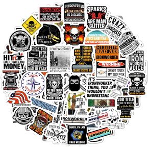 BulbaCraft 100Pcs Funny Ironworker Stickers for Hard Hat, Ironworker Decals for Men - Ironworker Gifts, Gifts for Women & Men