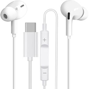 Wired Earbuds,in Ear Headphones Wired with Clear Bass,Gaming Earbuds with Volume Control and Microphone,Clear Sound Quality bass Noise Cancelling,Best Type-C Connector(Pure White)