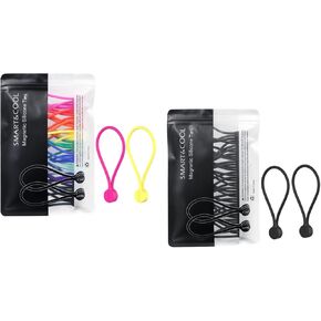 SMART&COOL Reusable Silicone Magnetic Cable Ties 20 Pack Multicolored and 20 Pack Black
