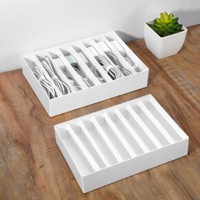 2 Pcs Large Cable Organizer Box with Wire Ties,Plastic Charger Organizer Box with 8 Compartments,Stackable Cord Organizer Box for Office,Home,Desk Drawer Stationery Supplies Storage