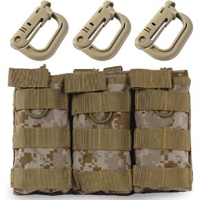 Aoutacc Open-Top Triple Stacker Mag Pouch, Tactical Magazine Pouch Molle Pouch for Tactical Vest Accessories Airsoft M4 M16 5.56 ar15 Magazine (with 3 D-Ring Grimlock)