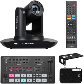 FoMaKo 4K PTZ Camera HDMI, AI Auto-Tracking, 4K 20X Optical Zoom, M1 Video Mixer Switcher,for Church Worship Education Conference Events, PTZ Bundle(K20UH+M1)