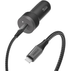 OtterBox Premium Pro Fast Charge USB-C to Lightning Car Kit, 30W - Nightshade (Black)