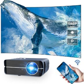 Native 1080P WiFi Bluetooth Projector, 8500Lumen Outdoor Movie Projector 200" Display 4P Keystone and Digital Zoom, LED Home Theater Video Projector Compatible With iOS/Android/Win/TV Stick/PS5