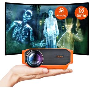AAXA HP3 Halloween Projector (2023 Upgraded) for Haunted Windows, Auto-Start, Holographic Projections, HD 1080p Support LED Portable Projector with 8 Pre-Loaded Hologram Movies, Built-in Speaker