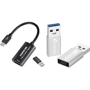 Guermok Video Capture Card, USB 3.0 HDMI to USB C Audio Capture Card,USB C to USB Adapter 3.0(2-Pack), USB C Female to USB Male Adapter,Devices for Gaming Live Streaming Video Recorder