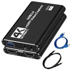 4K HDMI Capture Card, 1080P Full HD 60FPS Audio Video Capture Card, USB 3.0 Cam Link Capture Card for Streaming Recording, Fits Nintendo Switch PS4 PS5 Xbox Game Consoles STB Cameras