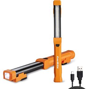 EverBrite 1000LM LED Work Light, Rechargeable Work Light for Mechanics with Dual Magnetic Bases&Hanging Hooks, 4 Lighting Modes, USB C Cable, for Car Repairing, Working, and Hurricane, Pack of 1