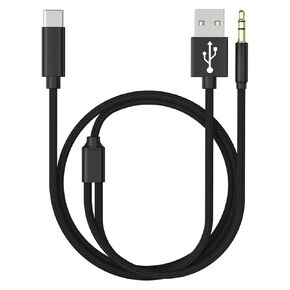 شحن كابل الصوت لـ iPhone 16 15،2 في 1 USB C إلى 3.5 مم من النايلون ، يعمل سلك AUX CORM مع شاحن سيارة سماعات سماعة الرأس Stereo CAPER متوافق مع iPhone 16/16 PLUS/16 PRO/16 PRO MAX/15/15PRO MAX