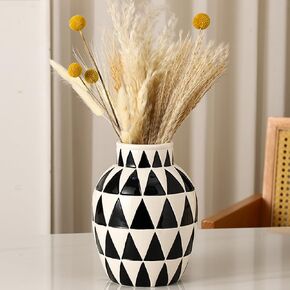 Anding Rustic Ceramic Round Vase, Large Single Ear Double Ear Vintage Floor Standing Tall Vase Farmhouse Decor, Suitable for Living Room Entry Table Ornament, Kitchen, Wedding Gift (9857White)