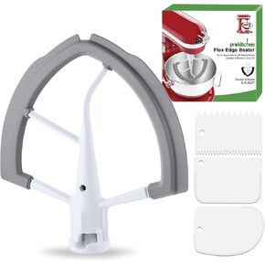 5.5-6 Quart Flex Edge Beater for KitchenAid Bowl-Lift Stand Mixer-Flat Beater with Silicone Edges Flex Edge Bowl Scraper