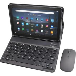 Keyboard Case for Amazon Kindle Fire HD 10&10 Plus (2021&2023) 10.1 inch, Detachable Bluetooth Keyboard with Mouse